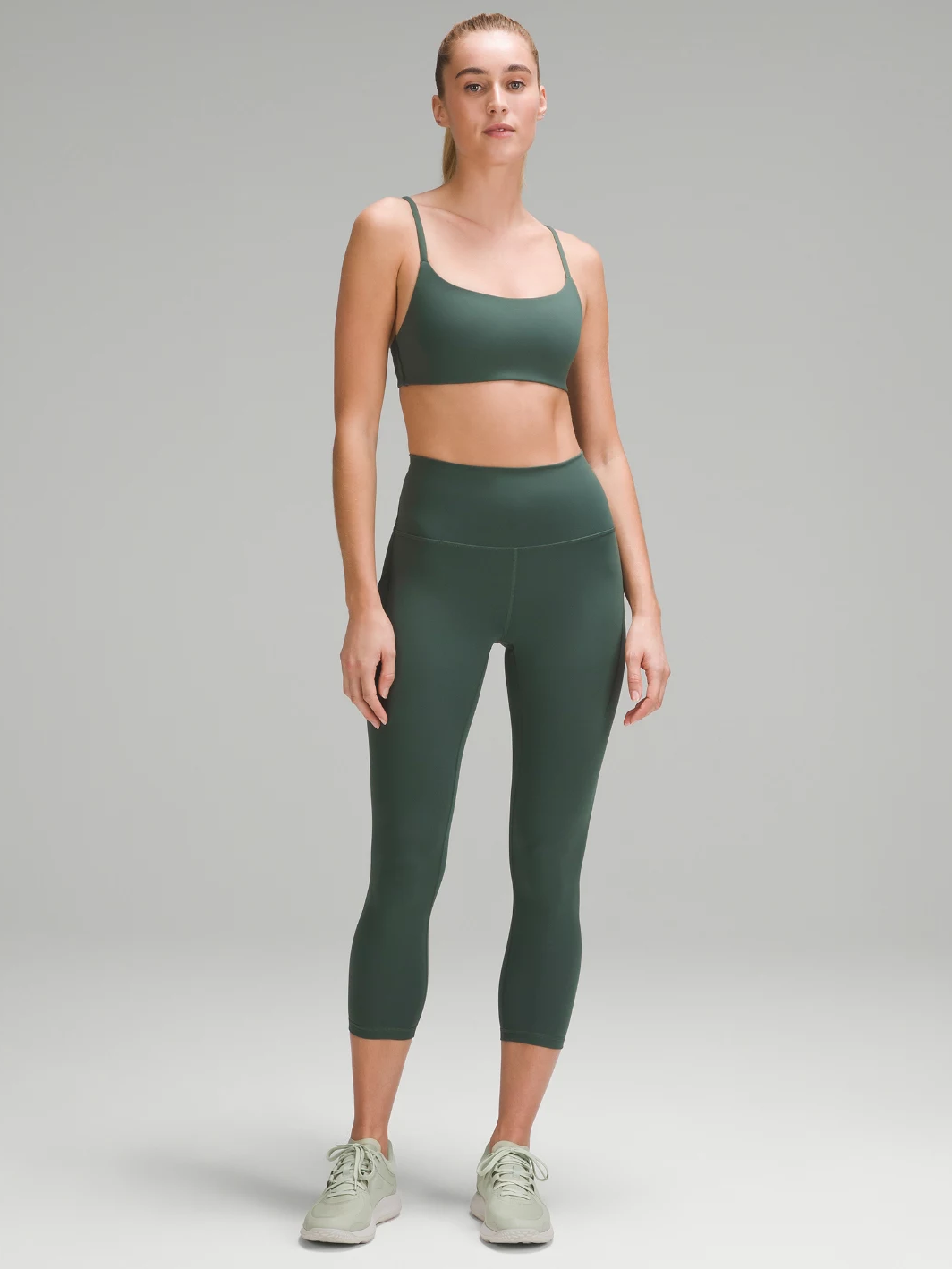 Wunder Train Crop mit hohem Bund und Taschen LuluLemon dunkelgrün
