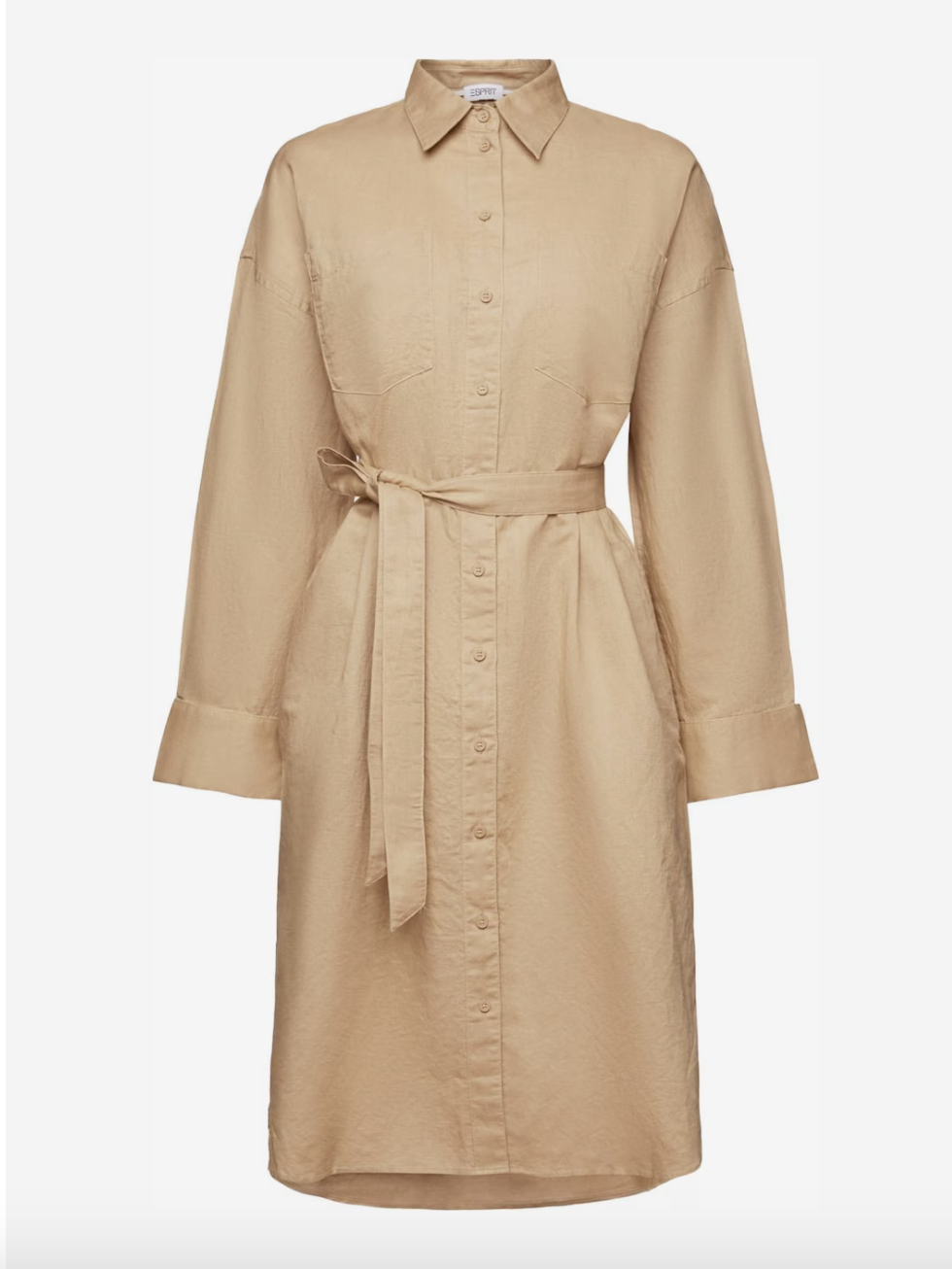 Beigefarbenes Hemdblusenkleid von Esprit