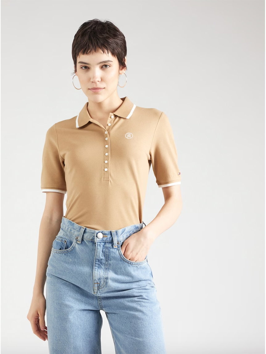 Beigefarbenes Polo T-Shirt