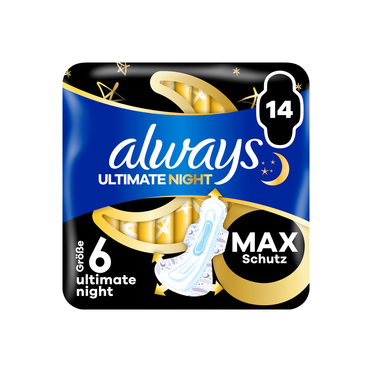 Die neue Always Ultra Ultimate Night Binde in Größe 6.