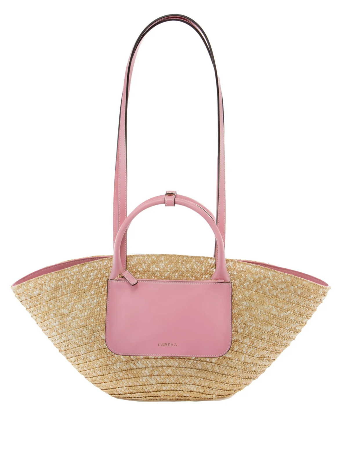 Korbtasche mit rosa Leder