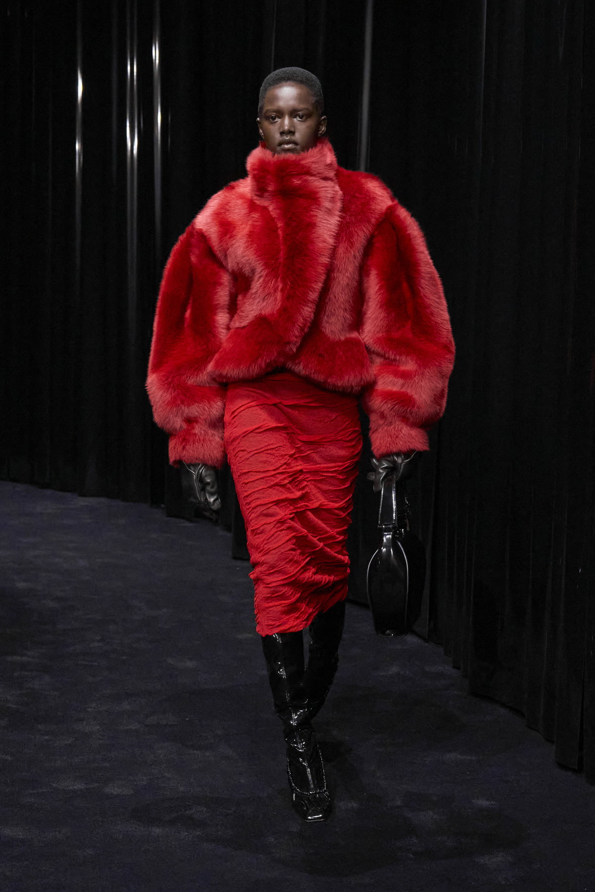 Rote Fake Fur Jacke