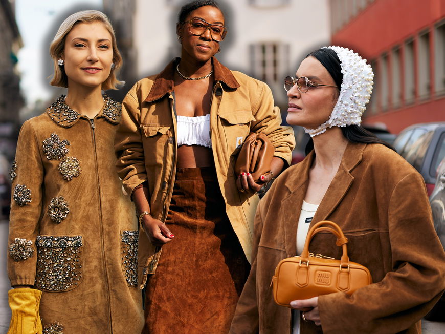 Drei Frauen in Suede Braun