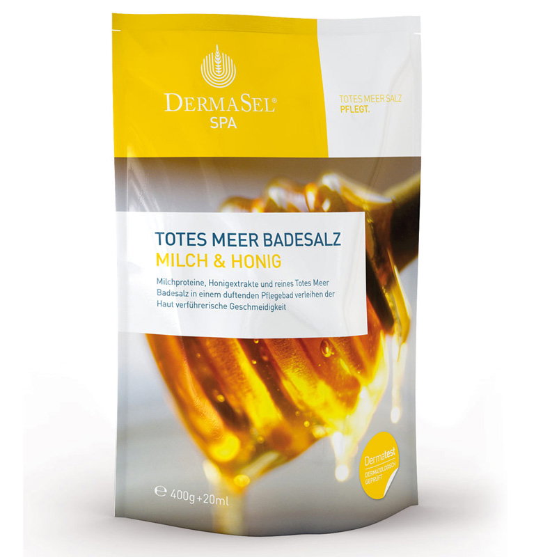 Dermasel SPA Totes Meer Badesalz + Milch & Honig über Shopapotheke, ca. 2,50 €