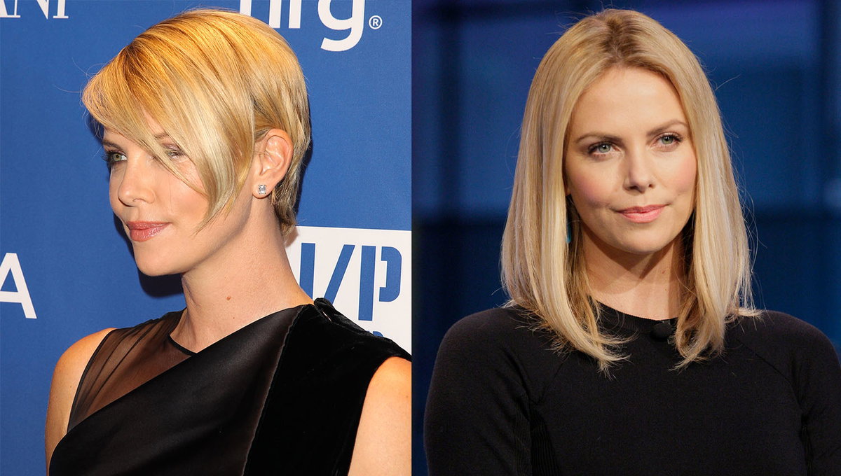 Ebenfalls extrem cool finden wir den Look von Charlize Theron, die sich kurzerhand von ihren langen, blonden Haaren trennte und ihre Haare für eine neue Filmrolle raspelkurz schnitt. Hier trägt die Schauspielerin bereits eine länge, aber nicht weniger schicke Variante – hinten etwas kürzer und vorne einen fransigen Seitenpony.