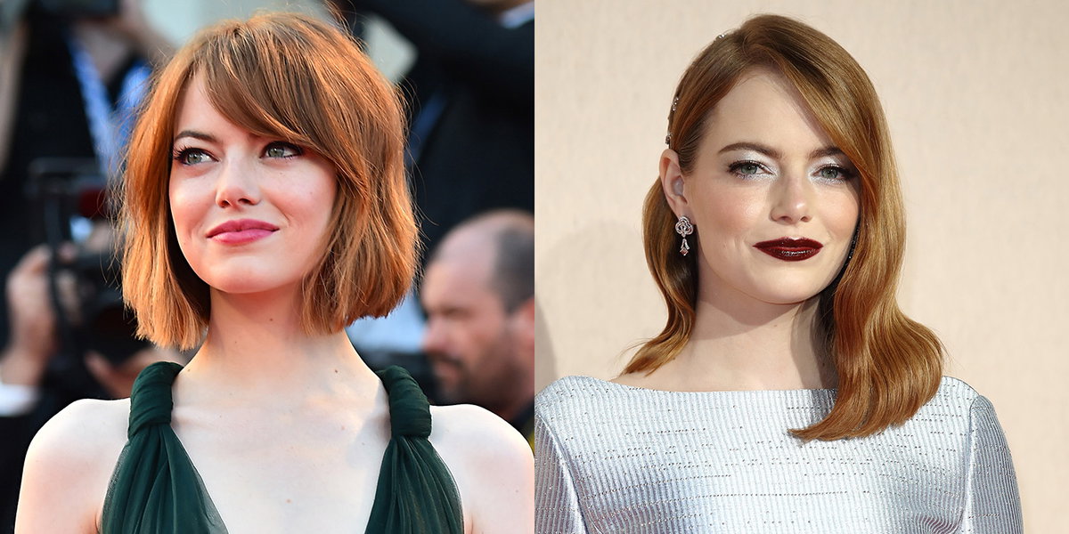 2014 überraschte Schauspielerin Emma Stone mit einem wunderschönen Bob-Schnitt auf dem roten Teppich bei den Filmfestspielen von Venedig, das ihr Couture-Kleid von Valentino glatt in den Schatten stellte. Der fransig geschnittene Cut mit seitlichem Pony wirkt in Kombination mit ihrer roten Mähne super edgy und elegant zugleich.