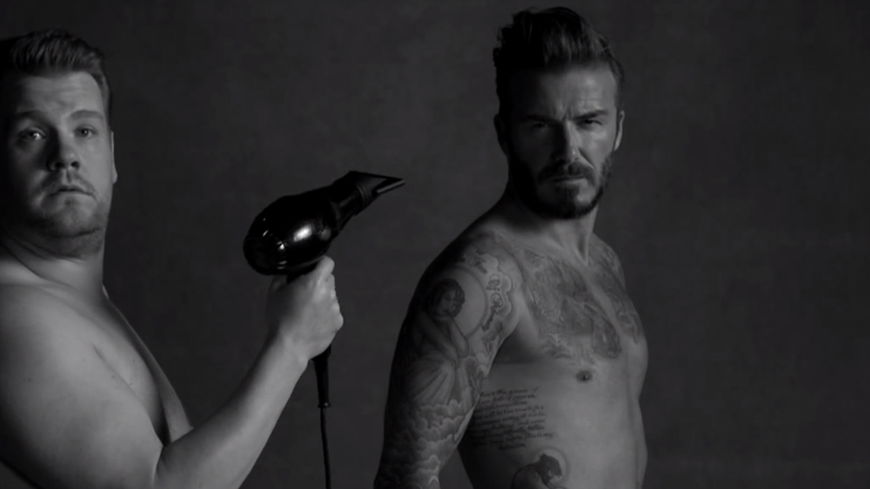 Video-Fun! David Beckham und James Corden im Unterwäsche-Spot