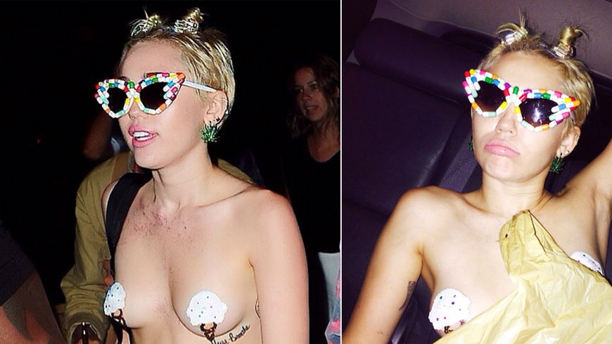 Miley Cyrus oben ohne bei der New York Fashion Week